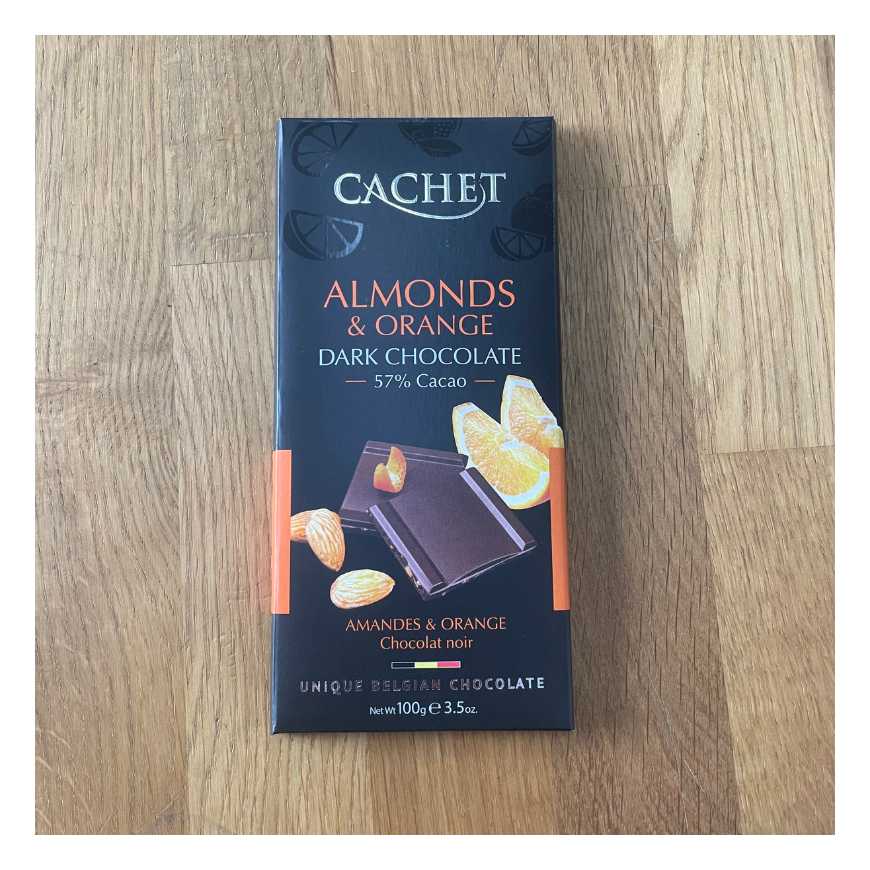 Chocolat noir, amandes & orange - 100 g