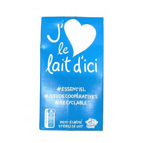 Lait demi-écrémé stérilisé u.h.t - 1 litre