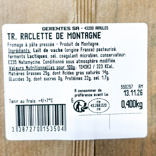 Raclette de montagne - Nature - 400g