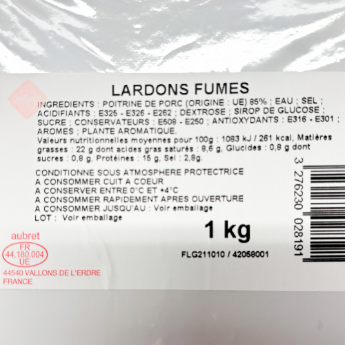 Lardons fumés - 1 Kg