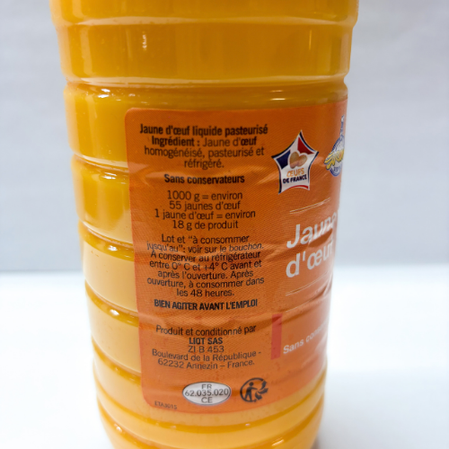 Jaune d’œuf liquide pasteurisé – 1K