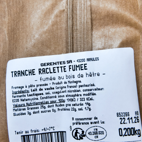Raclette fumée - 200g