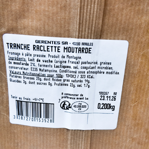 Raclette à la moutarde - 200g
