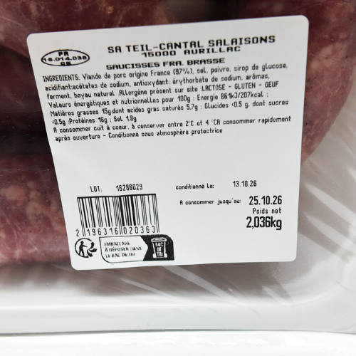 Saucisses Brasses - 2Kg